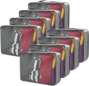 Silkfly 8 Pcs XL Packing Cube for Travel Luggage Organizer Suitcase High Capacity Large Packing Bag Bulk Reusable Mesh Travel Cube for Hiking Camping Accessory, 17.7 x 13 x 4.7 Inch(Gray)