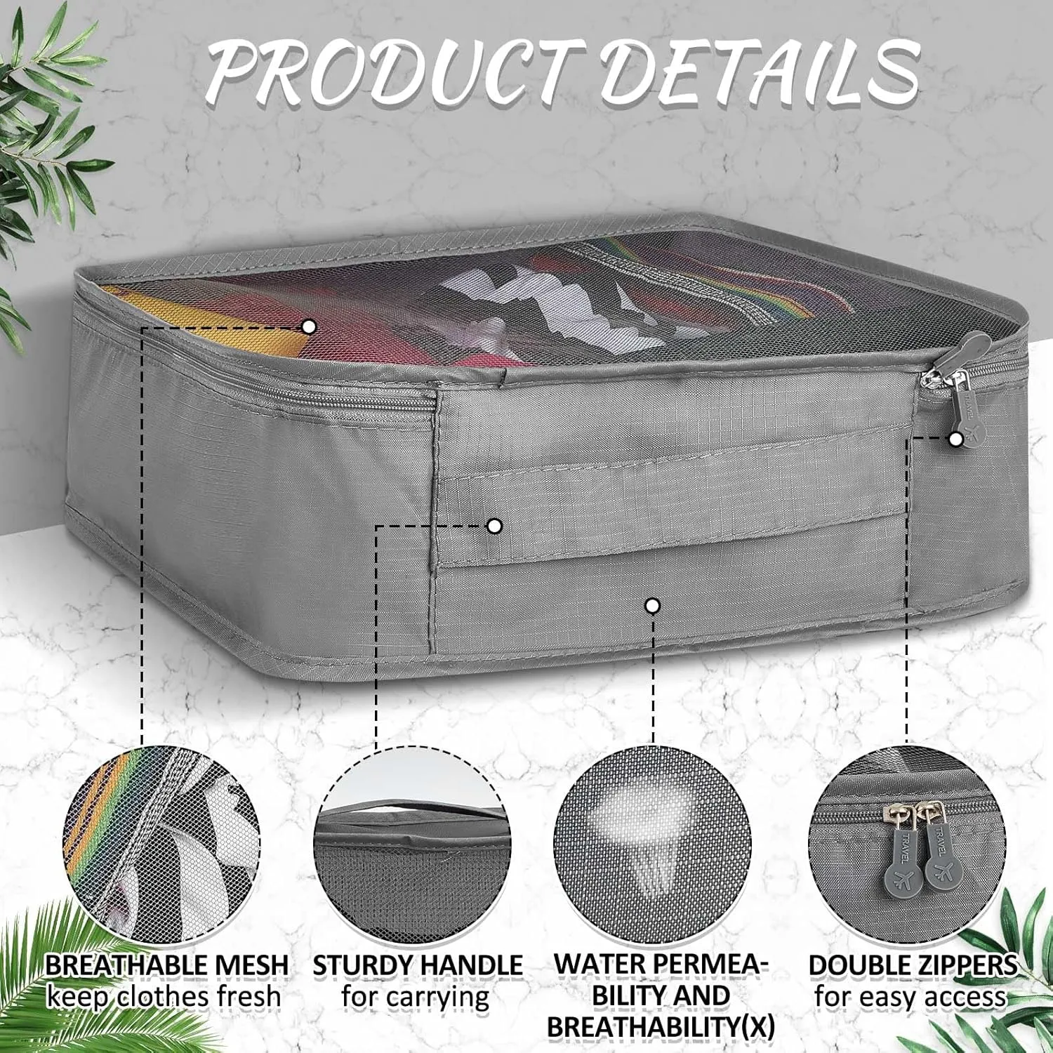 Silkfly 8 Pcs XL Packing Cube for Travel Luggage Organizer Suitcase High Capacity Large Packing Bag Bulk Reusable Mesh Travel Cube for Hiking Camping Accessory, 17.7 x 13 x 4.7 Inch(Gray)