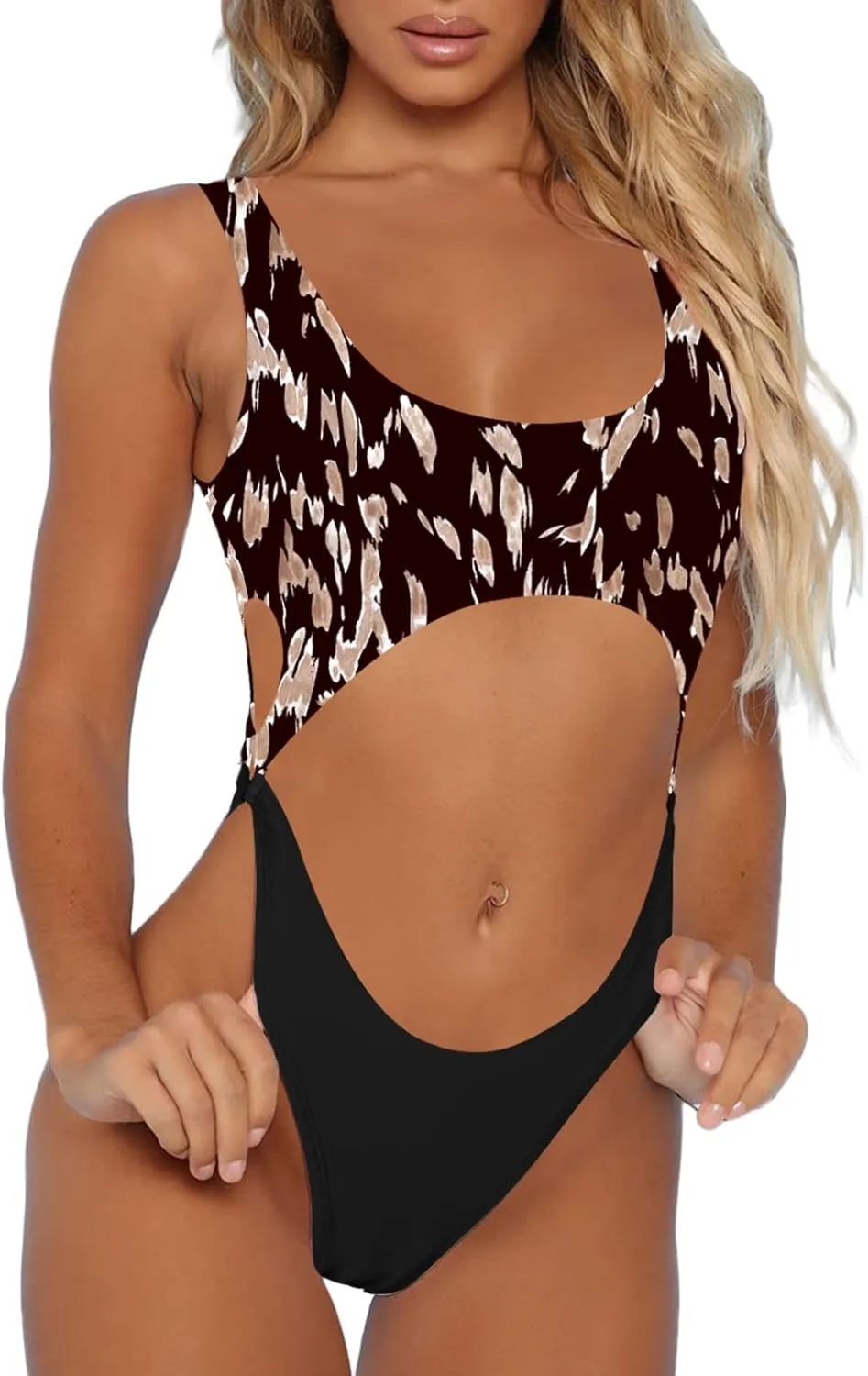 Sovoyontee Women's Sexy One Piece Swimsuits Cheeky Thong Bikini Bathing Suit