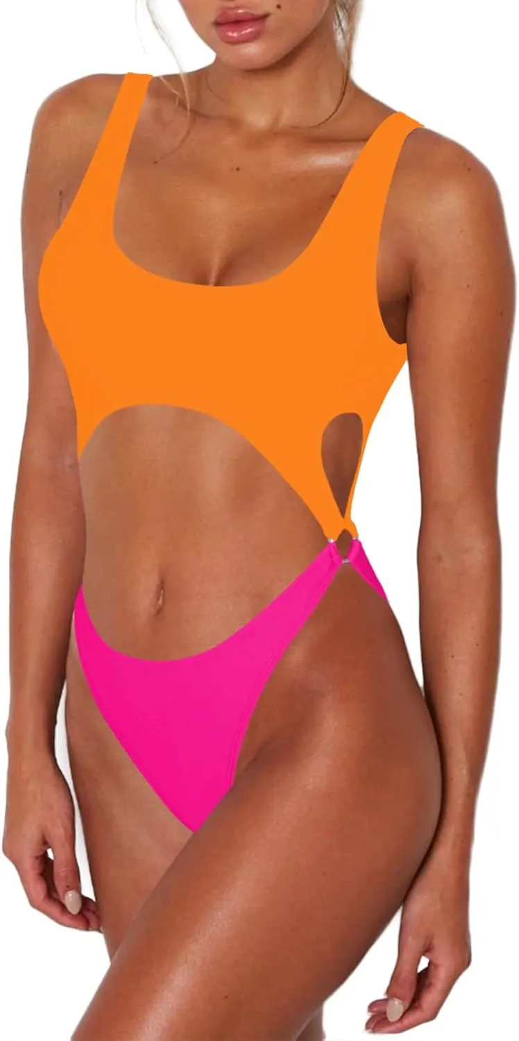Sovoyontee Women's Sexy One Piece Swimsuits Cheeky Thong Bikini Bathing Suit
