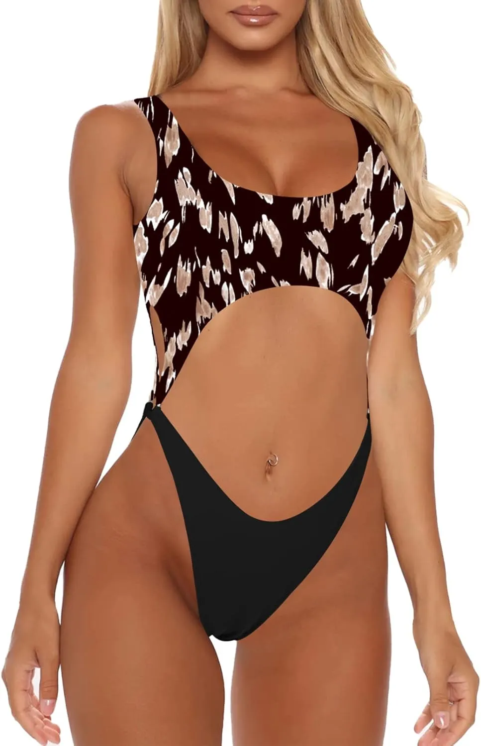 Sovoyontee Women's Sexy One Piece Swimsuits Cheeky Thong Bikini Bathing Suit