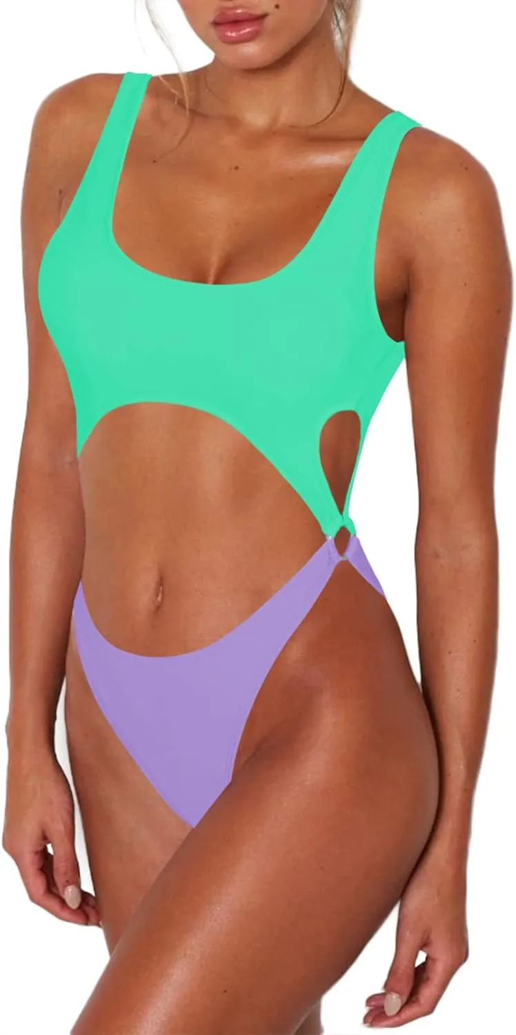 Sovoyontee Women's Sexy One Piece Swimsuits Cheeky Thong Bikini Bathing Suit