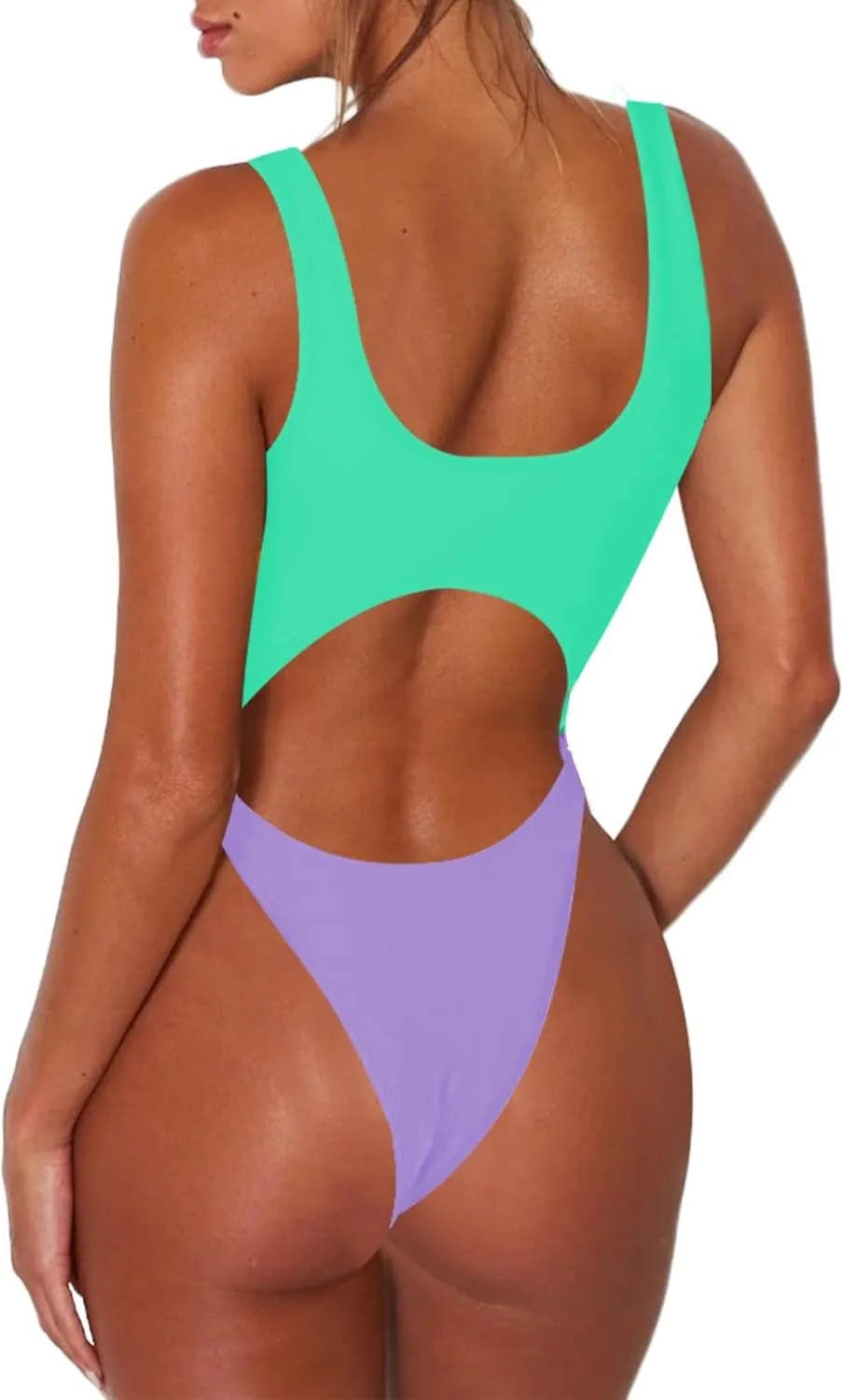 Sovoyontee Women's Sexy One Piece Swimsuits Cheeky Thong Bikini Bathing Suit
