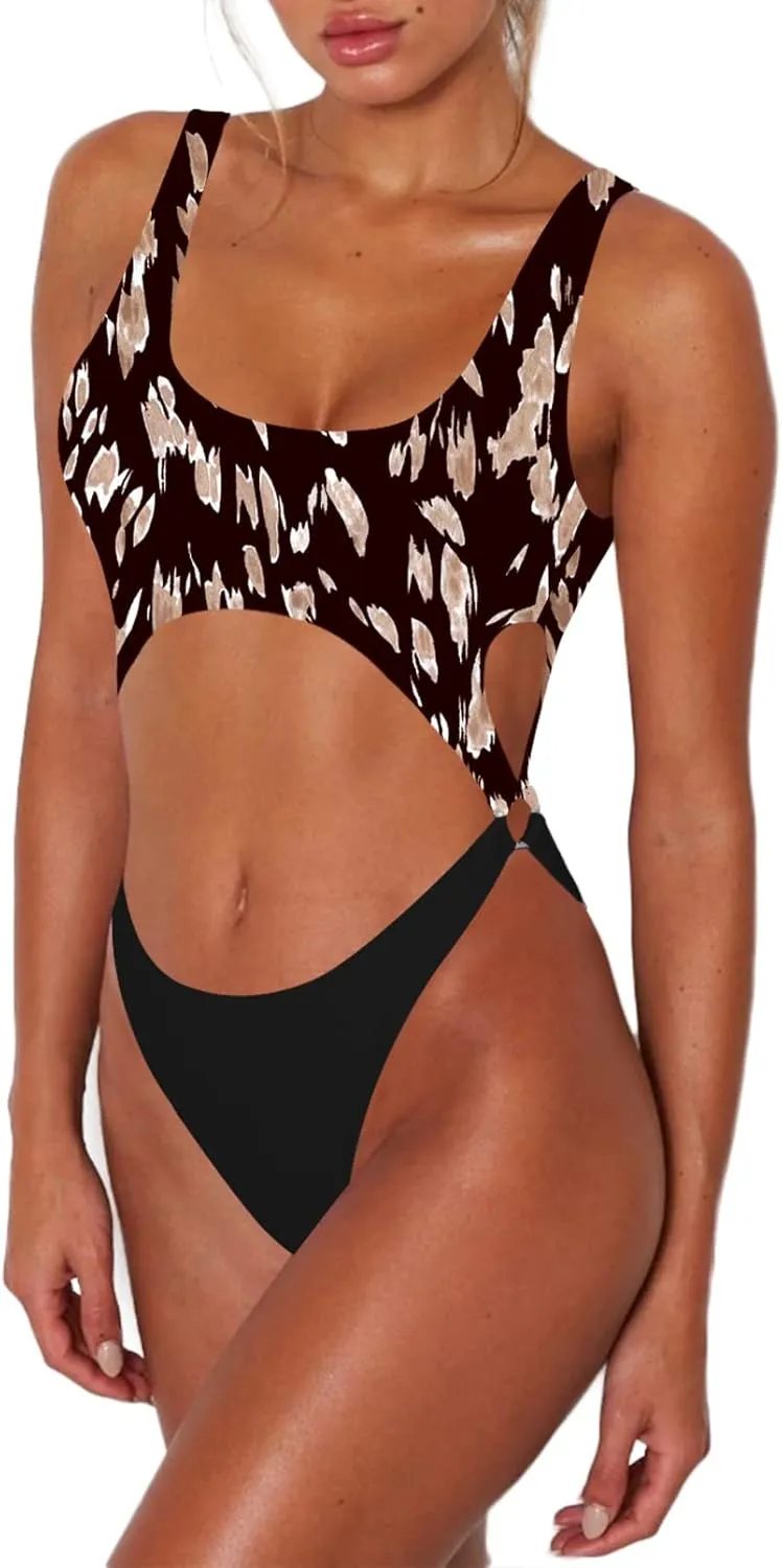 Sovoyontee Women's Sexy One Piece Swimsuits Cheeky Thong Bikini Bathing Suit