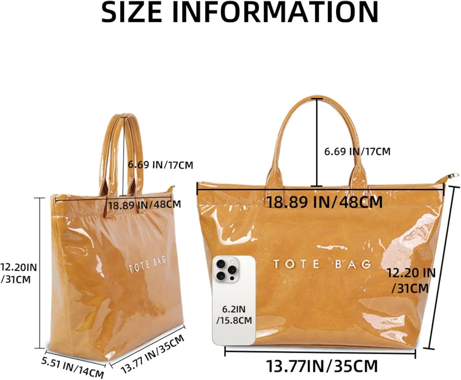 Stellaya Tote Bag, Plastic Tote Bag,Women's Letters Print Large Kraft Paper Carry All Bag Top Handle Clear Hobo Handbag