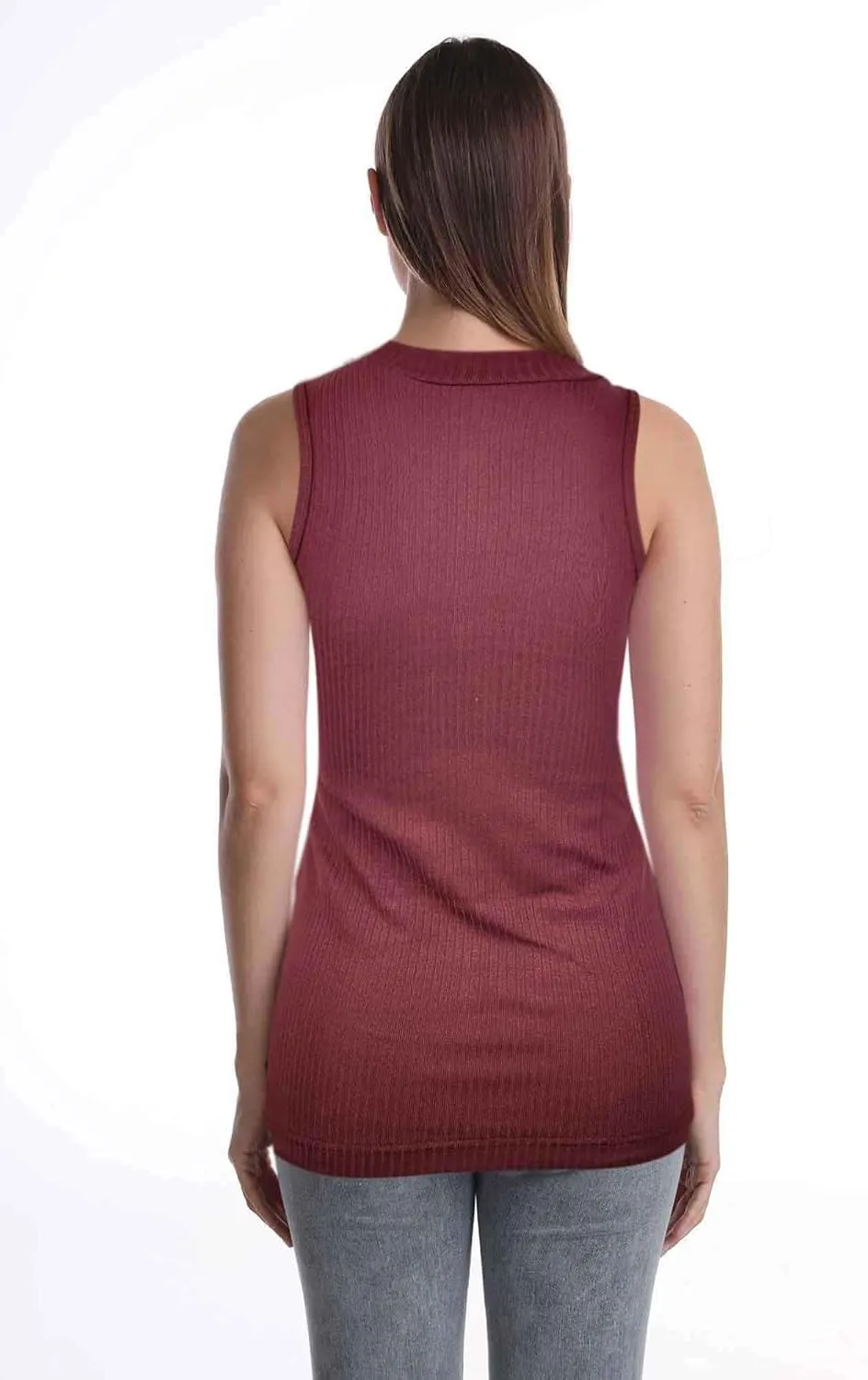 SUMONA 3 Pack Assorted Colors Everyday Casual Cotton Blend Mock High Neck Tank Tops