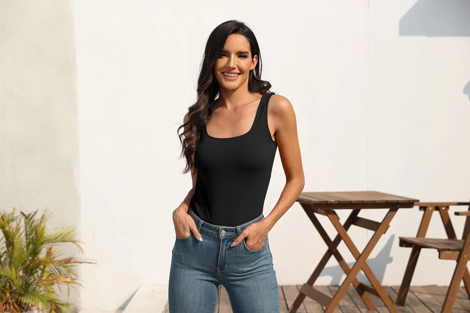 TAIPOVE Square Neck Long Tank Tops for Women Basic Sleeveless Layering Tunic Shirt Ladies Cotton Camis Undershirts 3-Pack