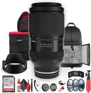 Tamron 70-180mm f/2.8 Di III VC VXD G2 Lens for (Sony E) Full Frame Mirrorless Cameras (AFA065S-700)   64GB Memory Card   Filter Kit   Backpack   Lens Case   Flexible Tripod   Cap Keeper   More