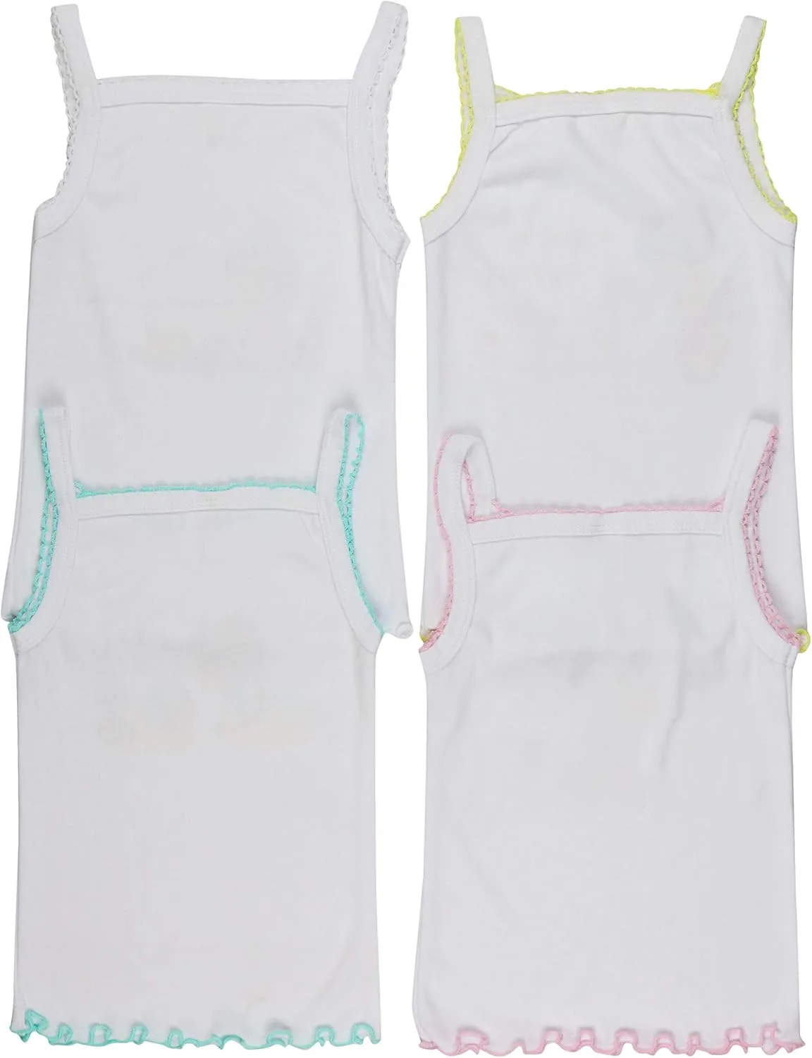 ToBeInStyle Girl's 4 Pack Ruffle Hem Spaghetti Strap Tank Tops