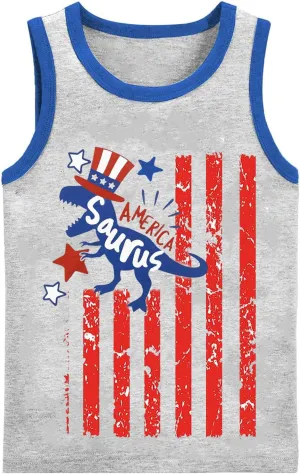 Toddler Boy Girl 4th of July Tank Cotton Kids American Flag Shirts Patriotic Outfit Independence Day Tees Top