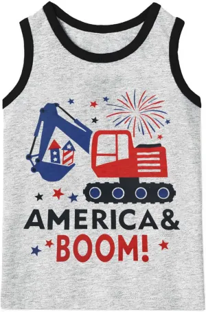 Toddler Boy Girl 4th of July Tank Cotton Kids American Flag Shirts Patriotic Outfit Independence Day Tees Top