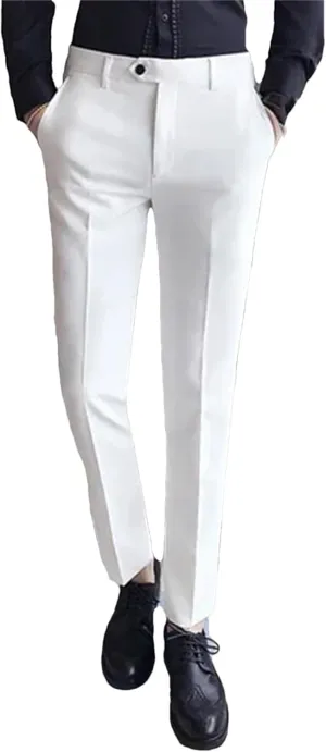 UIOKLMJH Men Slim Fit Business Dress Suit Pants Solid Color Spring Formal Trousers Dress Pants