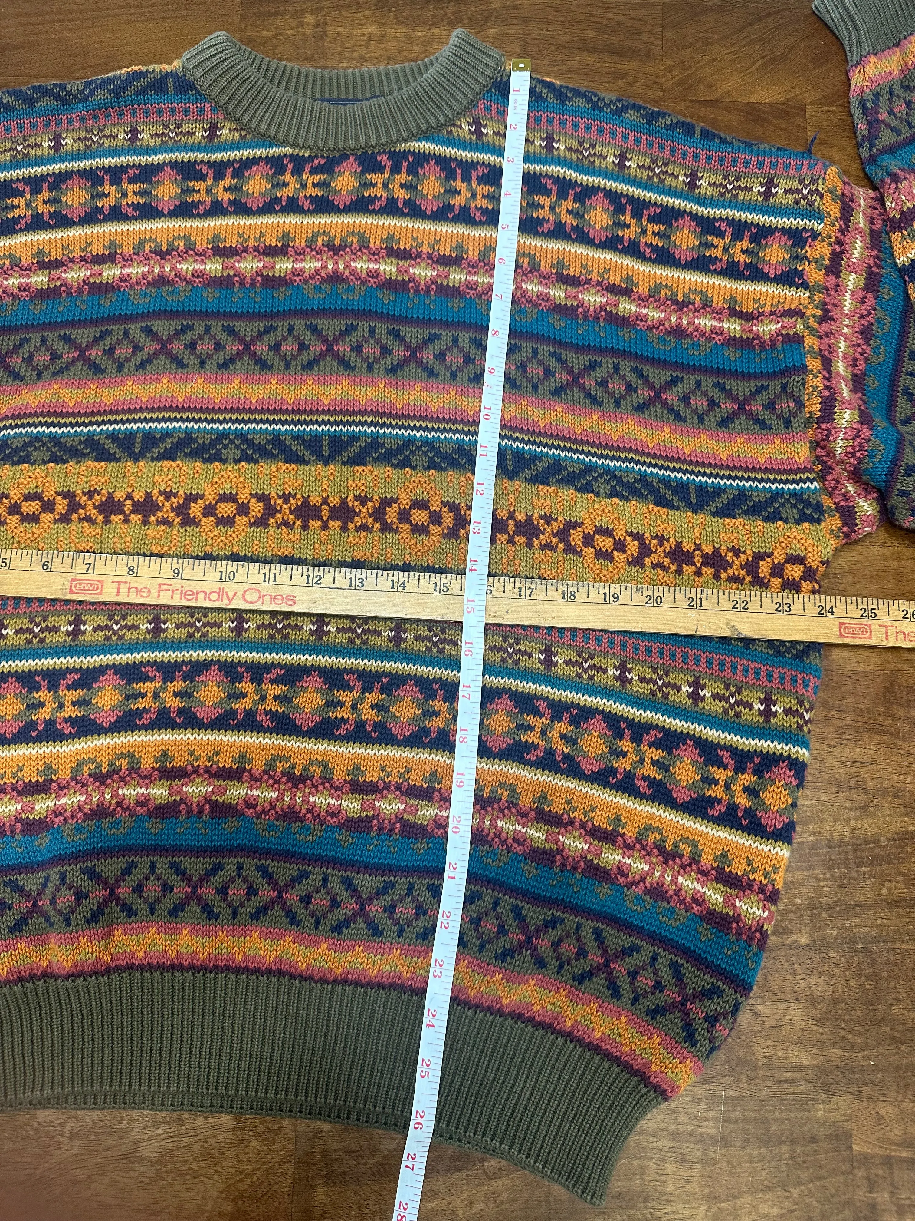 Vintage 90s Neutral Striped Chunky Knit Sweater (~M)
