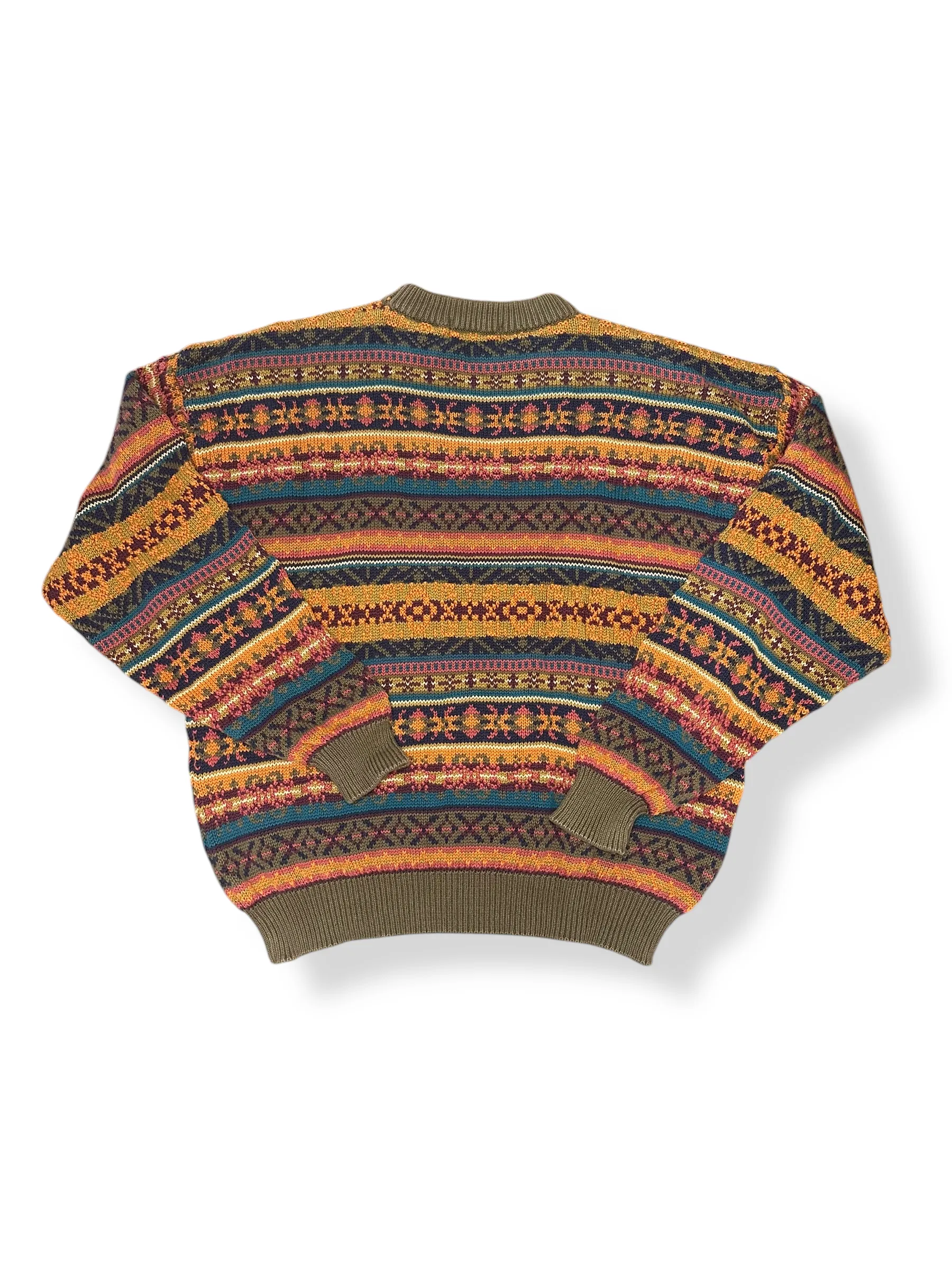 Vintage 90s Neutral Striped Chunky Knit Sweater (~M)