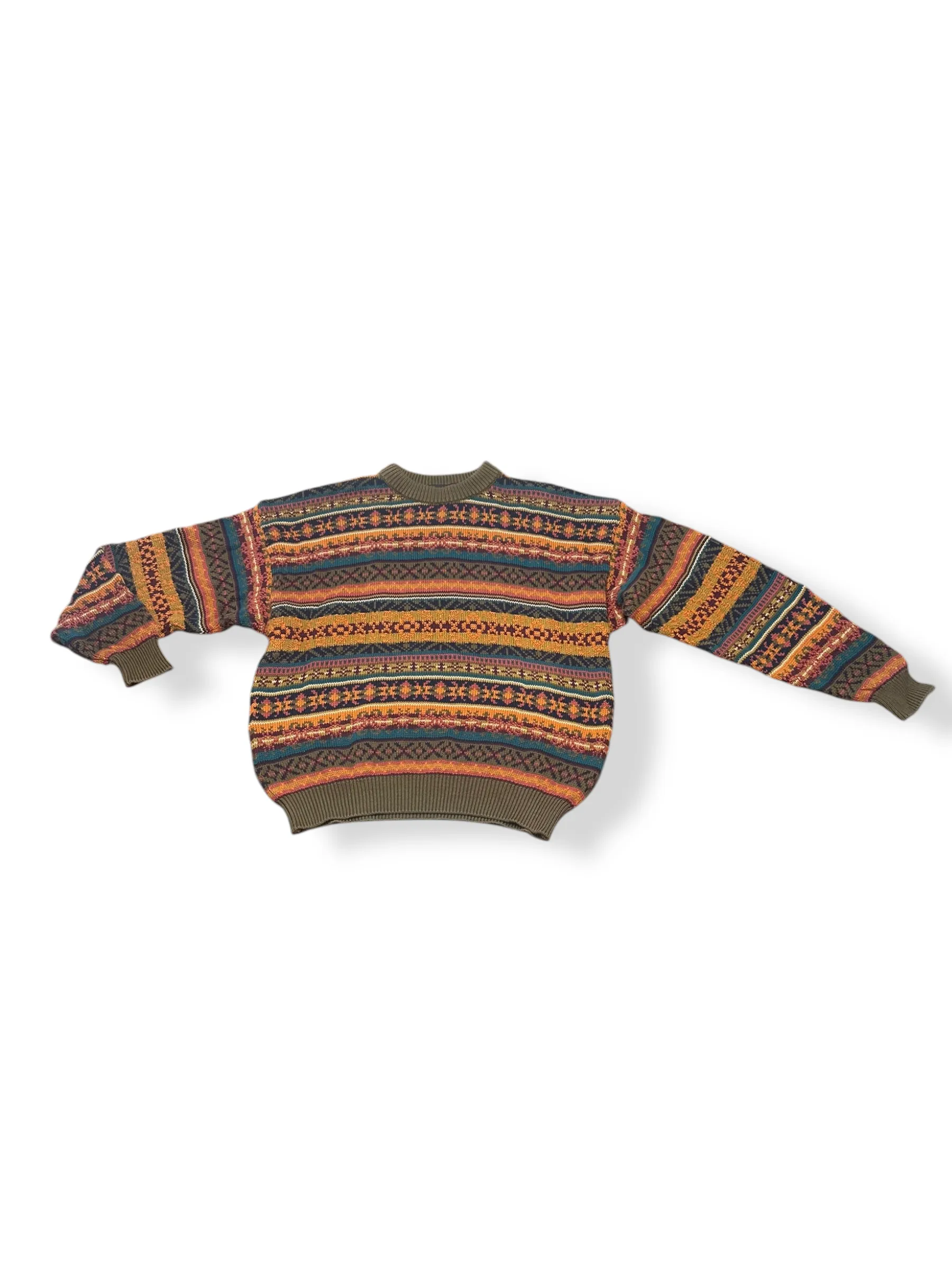 Vintage 90s Neutral Striped Chunky Knit Sweater (~M)