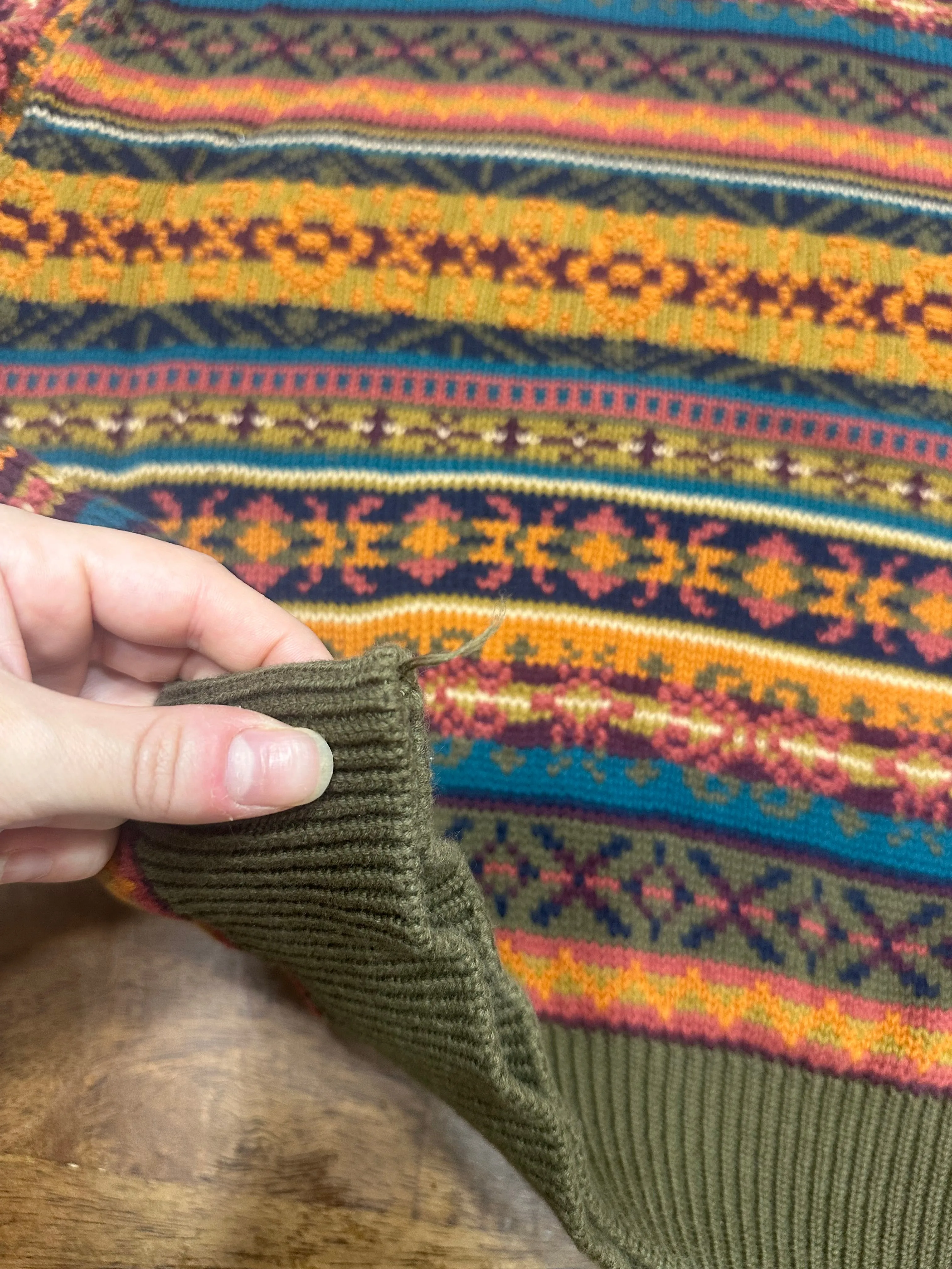 Vintage 90s Neutral Striped Chunky Knit Sweater (~M)