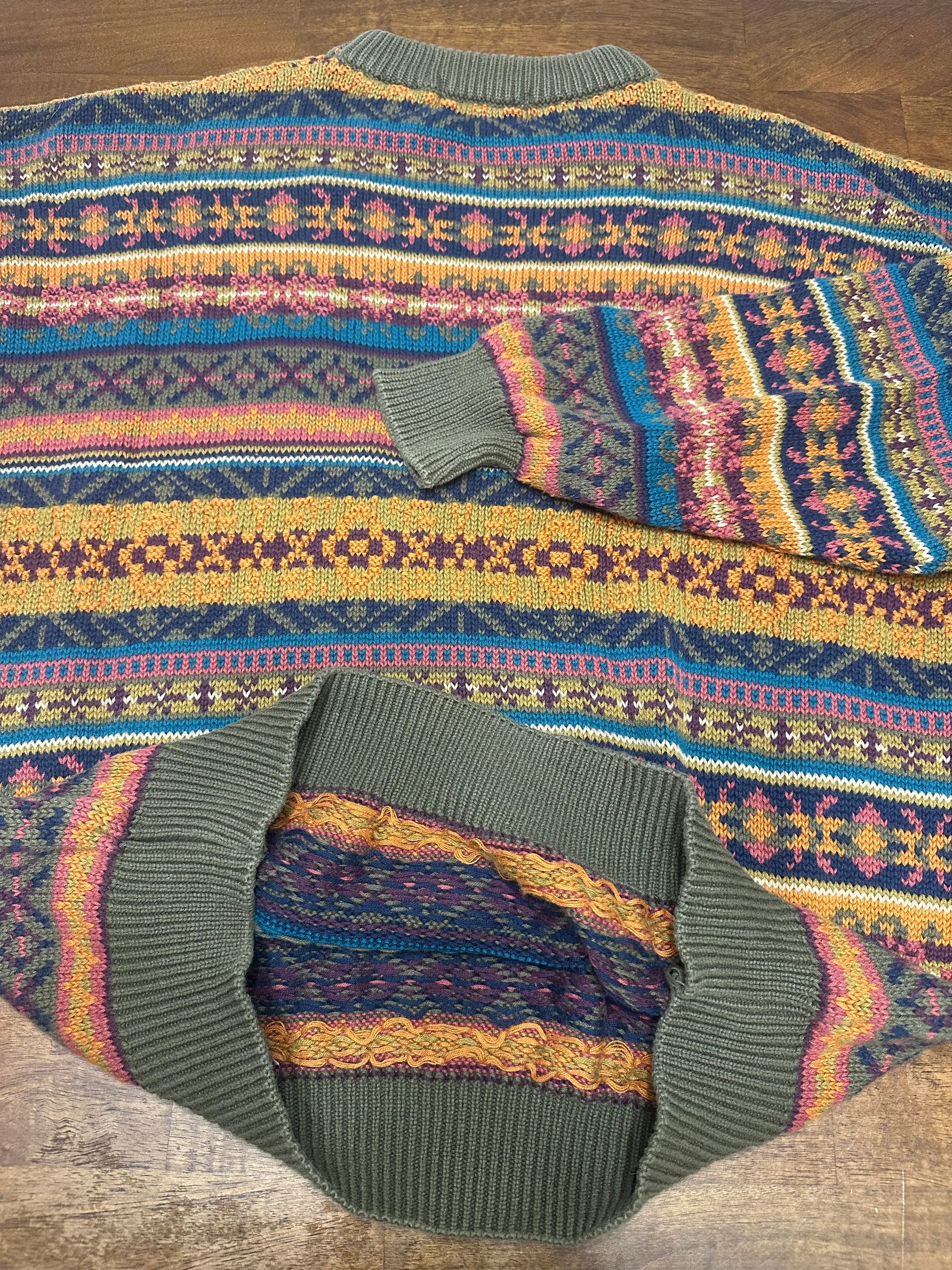 Vintage 90s Neutral Striped Chunky Knit Sweater (~M)