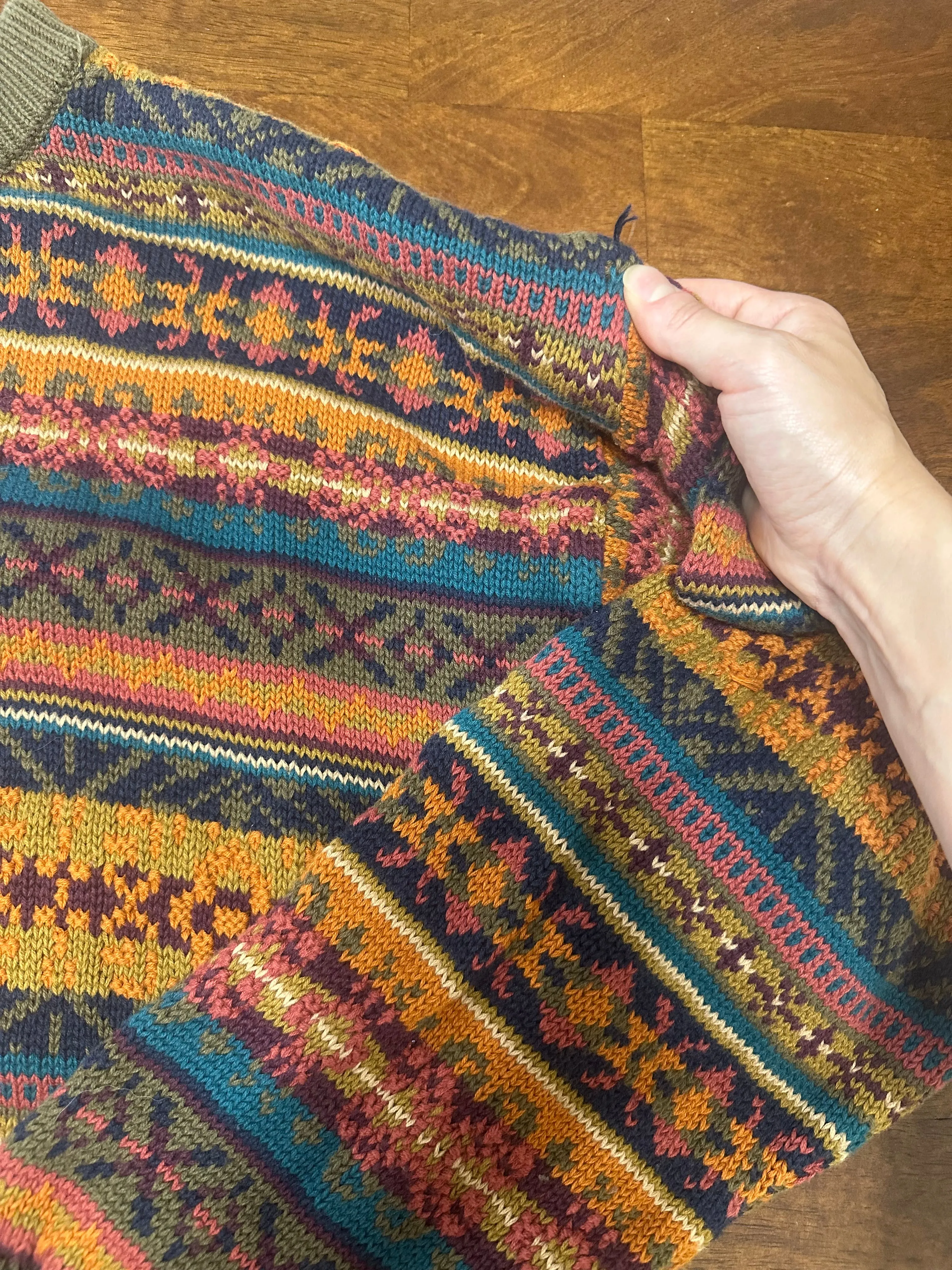 Vintage 90s Neutral Striped Chunky Knit Sweater (~M)