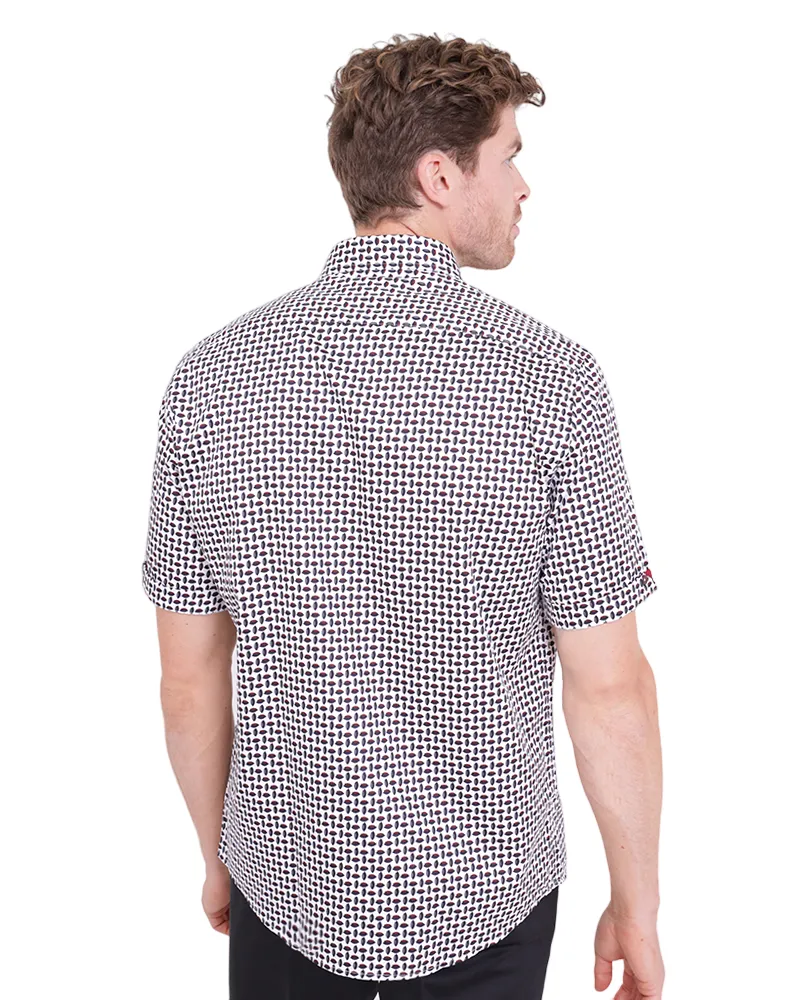 White Seed Print Short Sleeve Shirt