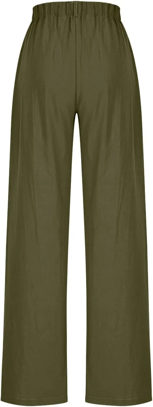 Wide Leg Dress Pants for Women Summer Casual High Waisted Dressy Pant with Pockets Trendy Office Work Slacks