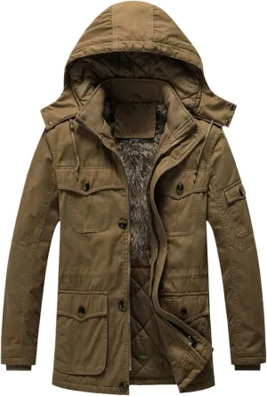 Winter Jacket Men Thicken Warm Cotton-Padded Fleece Jackets Men's Windbreaker Fur Hooded Parka Coats Snow Clothing