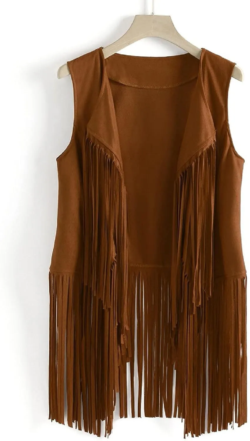 Women Tassel Vest Sleeveless Faux Suede Fringe Gilet Cardigan Fashion 70s Cowgirl Rave Party Western Outfit Waistcoat