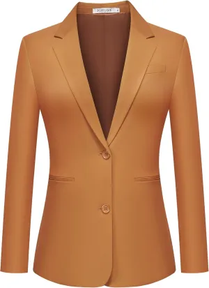 Women's Casual Blazer 2 Buttons Notch Lapel Open Front Long Sleeve Blazers Business Office Work Suit Jackets