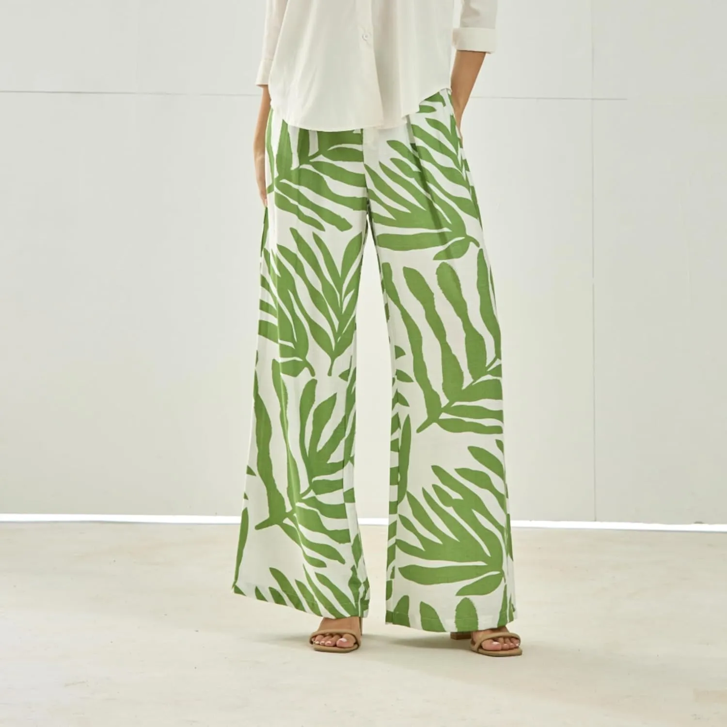 Women's High Waisted Wide Leg Work Pants Casual Button Down Business Trousers