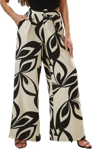 Women's High Waisted Wide Leg Work Pants Casual Button Down Business Trousers