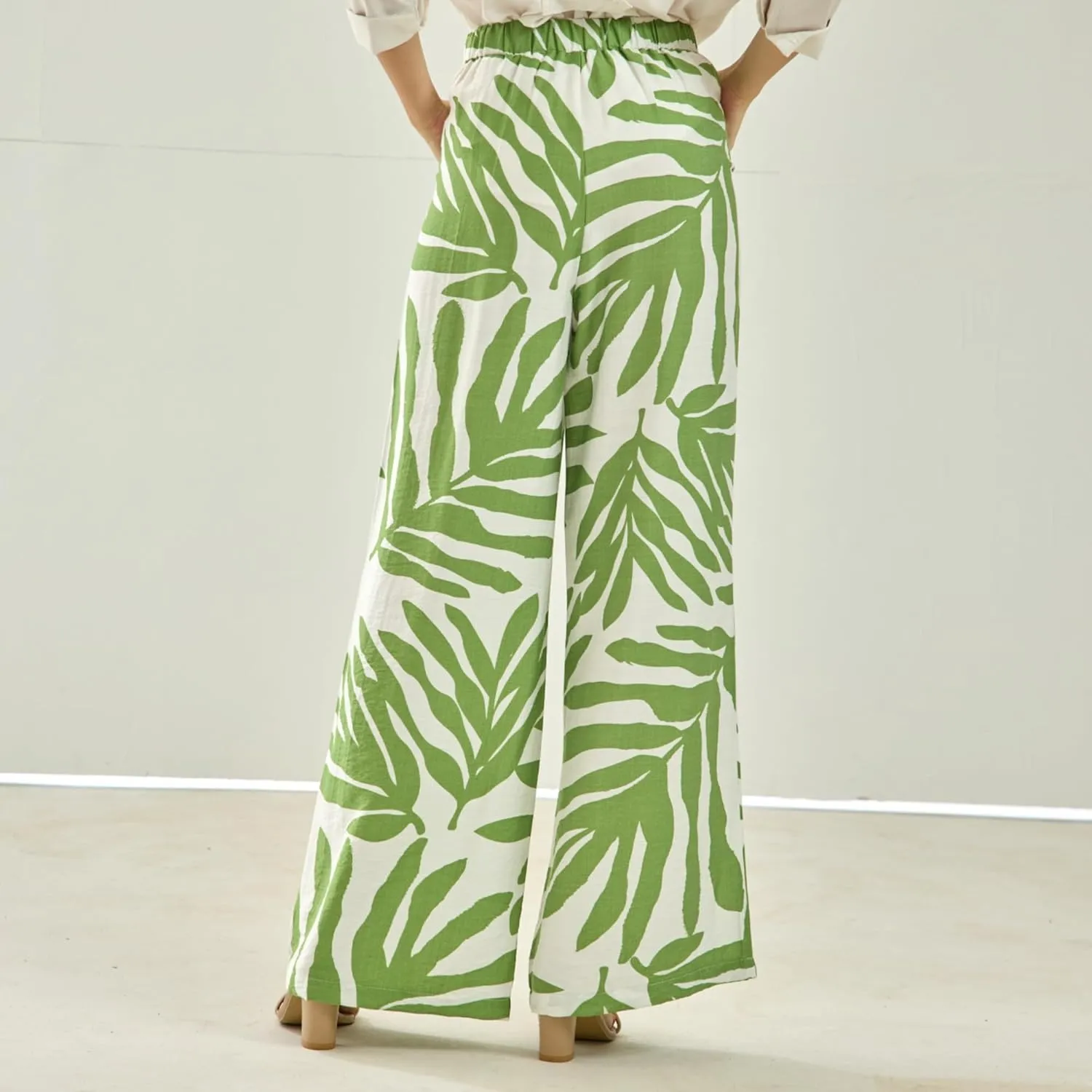 Women's High Waisted Wide Leg Work Pants Casual Button Down Business Trousers