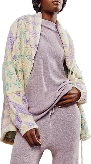 Womens Knit Cardigan Sweater Button Down Oversized Sweaters Y2k Graphic Shawl Collar Fall Cardigans Coats