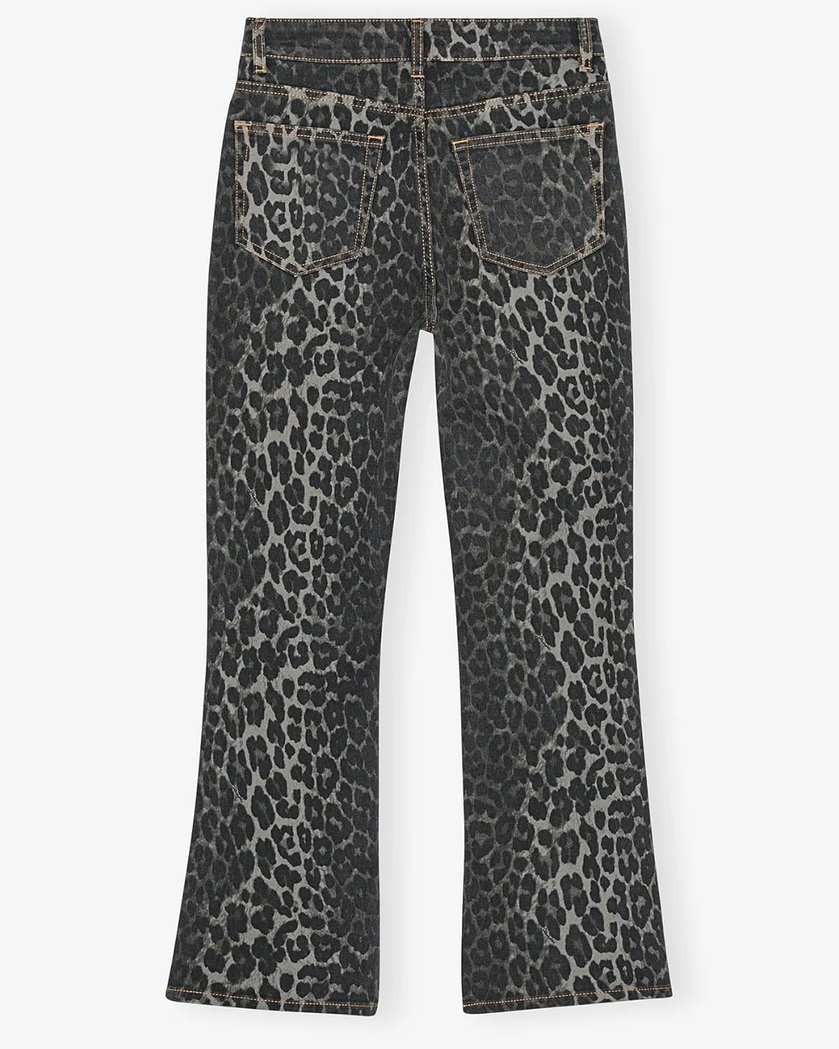 Women's Leopard Bell Bottom Jeans Cropped Mid Rise Stretchy Cheetah Print Flared Demin Pants
