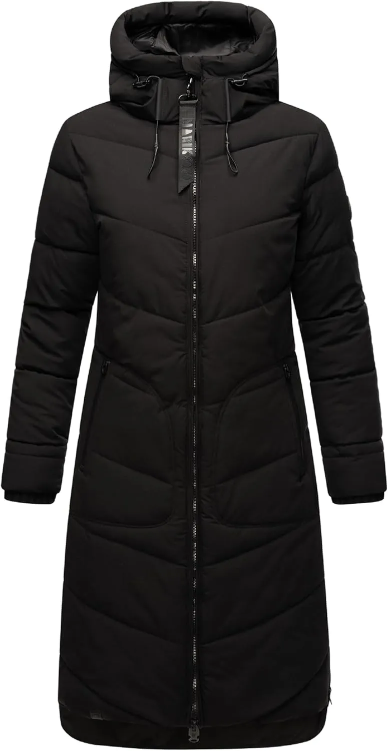 Women's Long Quilted Jacket for Winter | Puffy Winter Coat in Knee-Length | Ladies Coats with Hoods | Benikoo XS-5XL