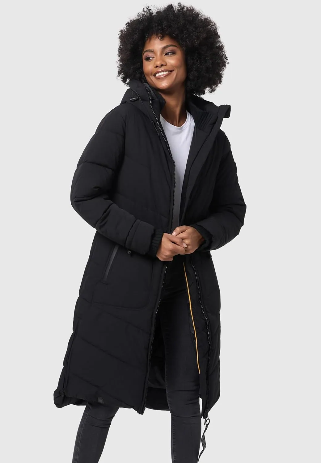 Women's Long Quilted Jacket for Winter | Puffy Winter Coat in Knee-Length | Ladies Coats with Hoods | Benikoo XS-5XL