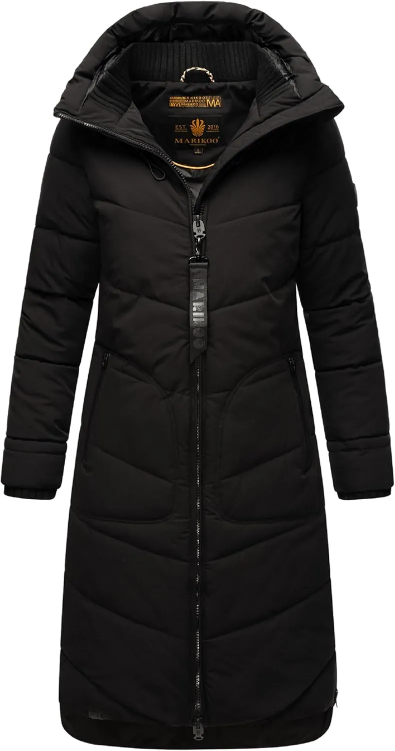 Women's Long Quilted Jacket for Winter | Puffy Winter Coat in Knee-Length | Ladies Coats with Hoods | Benikoo XS-5XL