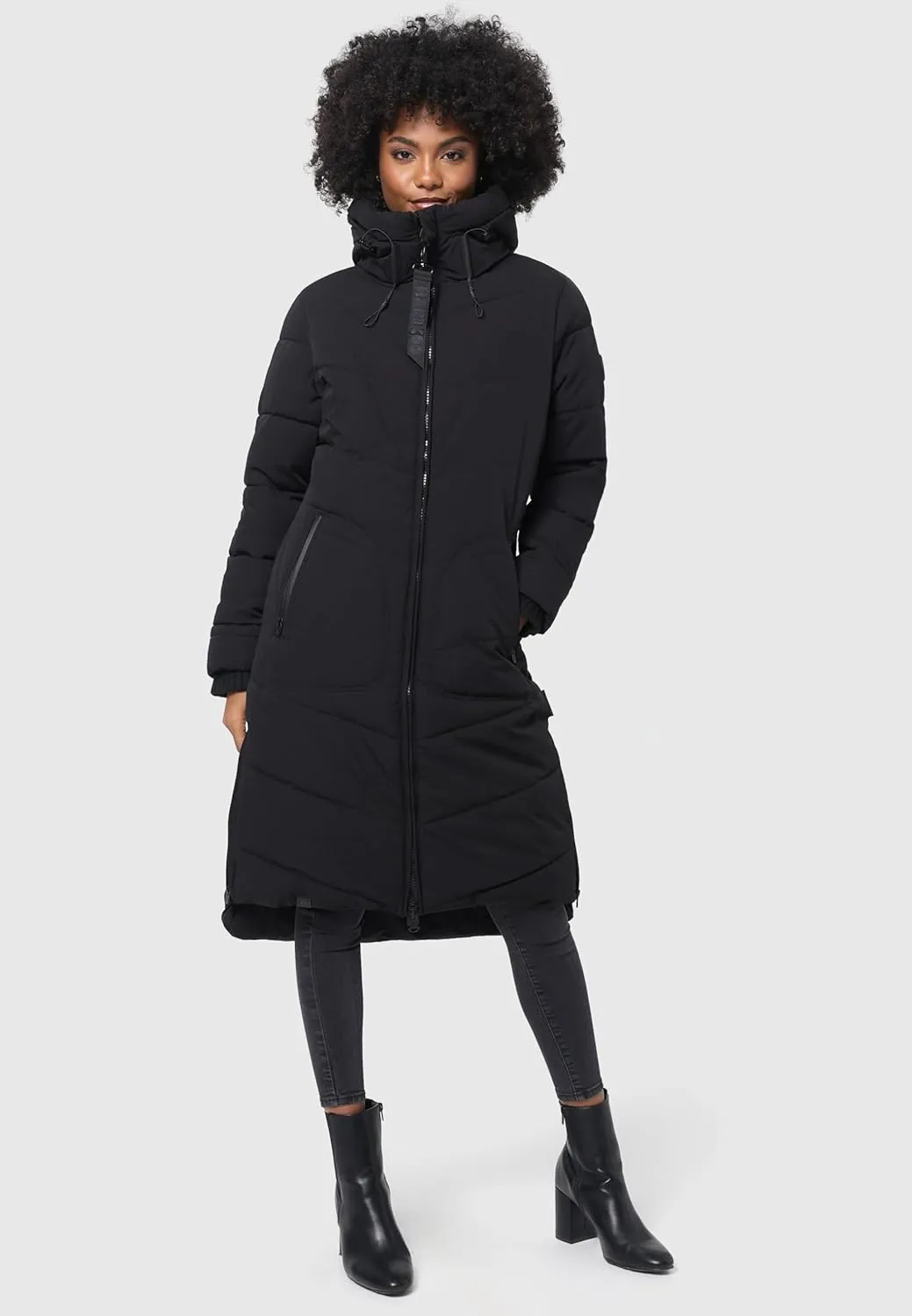Women's Long Quilted Jacket for Winter | Puffy Winter Coat in Knee-Length | Ladies Coats with Hoods | Benikoo XS-5XL