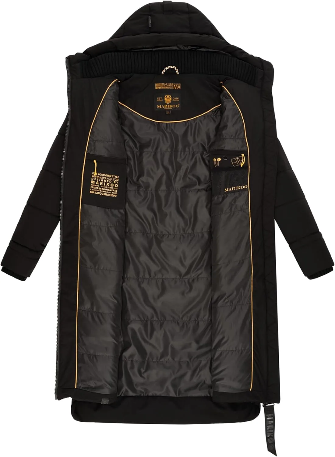 Women's Long Quilted Jacket for Winter | Puffy Winter Coat in Knee-Length | Ladies Coats with Hoods | Benikoo XS-5XL
