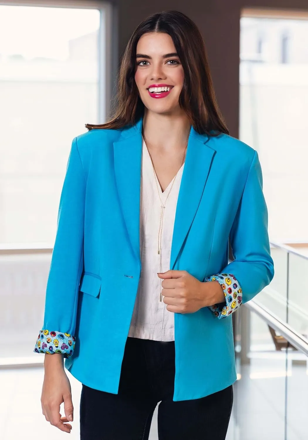 Women's Sesame Street Blazer, Fun Business Casual Work Blazers, Open Front Long Sleeve Work Office Jacket