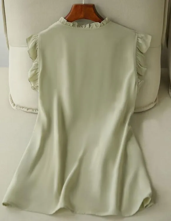 Womens Sleeveless Chiffon Blouses Summer Mock Neck Peasant Tops for Women Dressy
