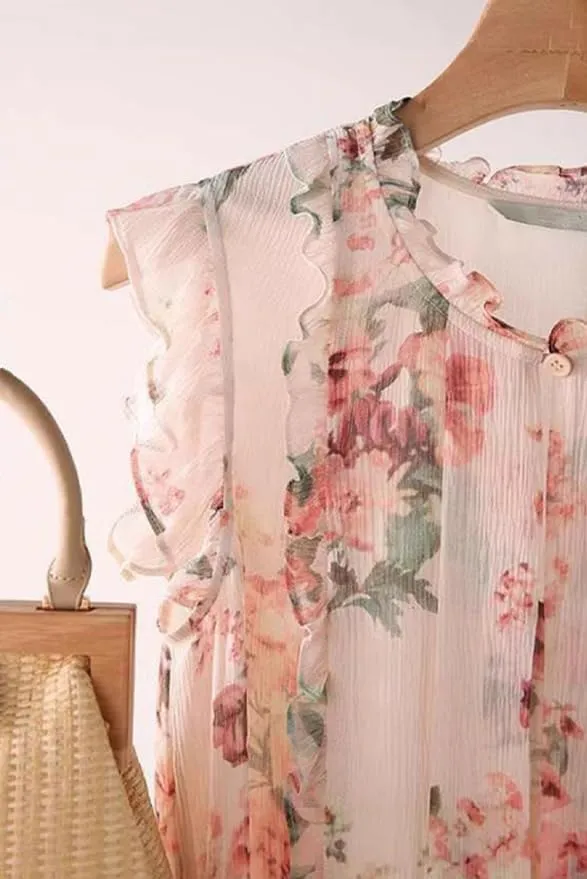 Womens Sleeveless Chiffon Blouses Summer Mock Neck Peasant Tops for Women Dressy