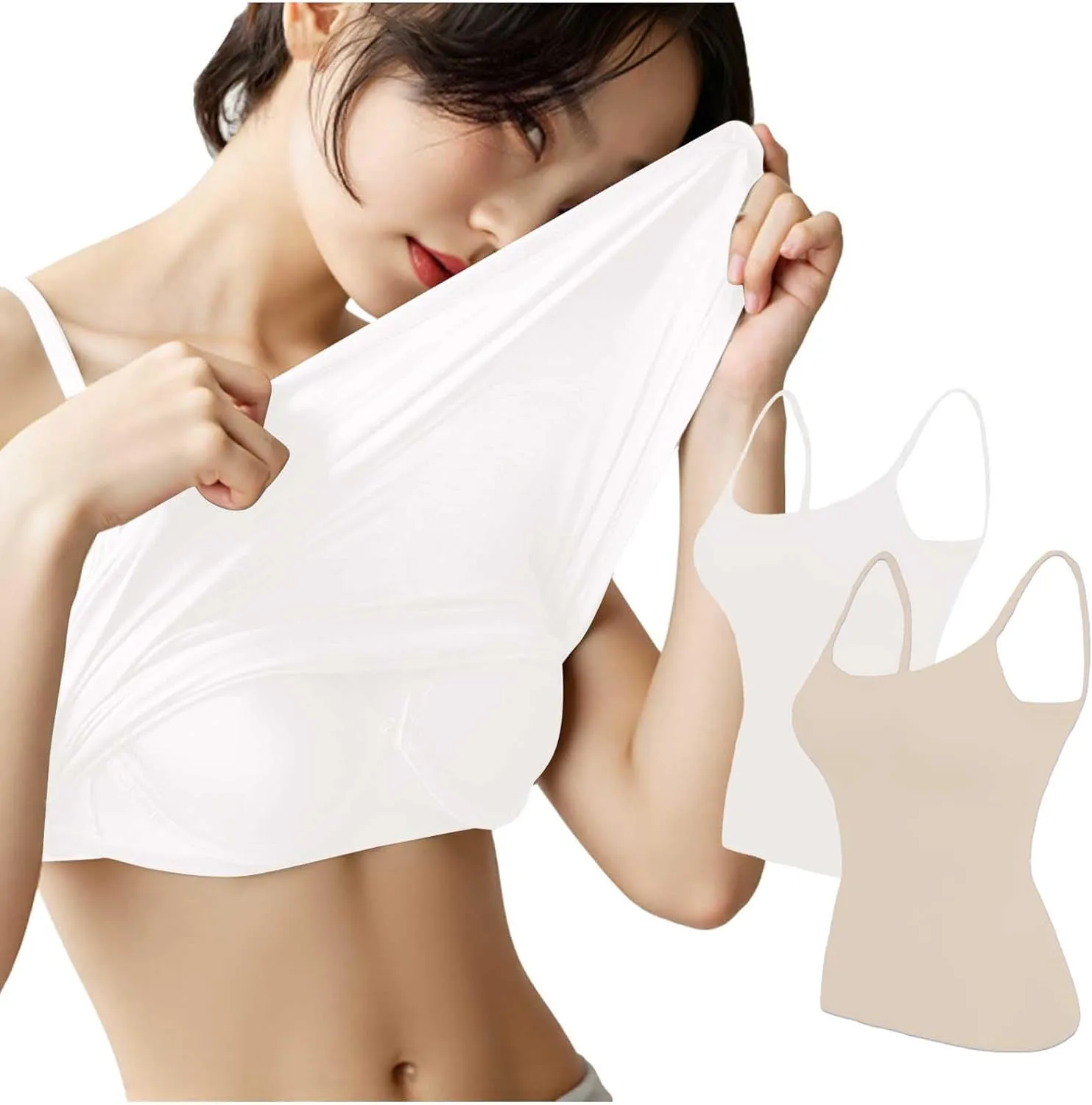 Womens Tank Tops With Built In Bras,Classic Casual Loose Fit Shelf Bra Tank Tops Plus Size Camisole Tank Tops 2 Pack
