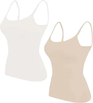 Womens Tank Tops With Built In Bras,Classic Casual Loose Fit Shelf Bra Tank Tops Plus Size Camisole Tank Tops 2 Pack