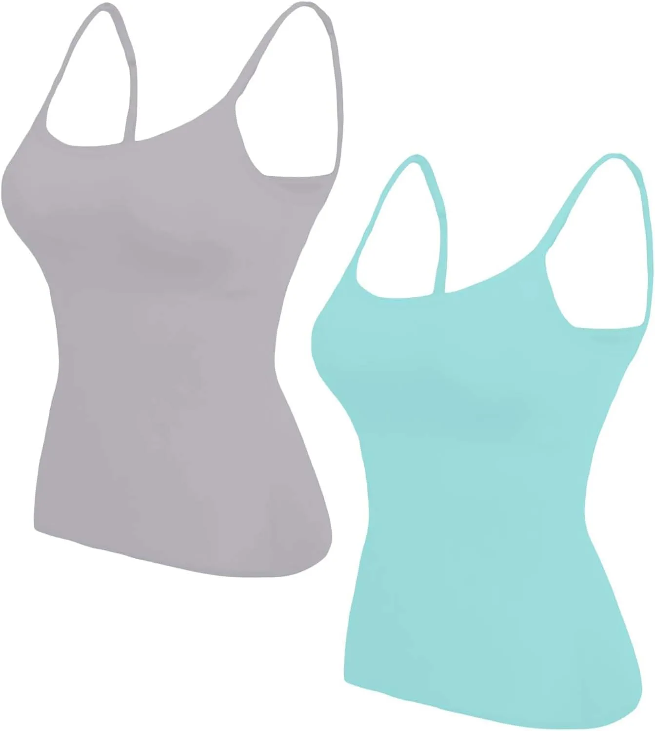 Womens Tank Tops With Built In Bras,Classic Casual Loose Fit Shelf Bra Tank Tops Plus Size Camisole Tank Tops 2 Pack