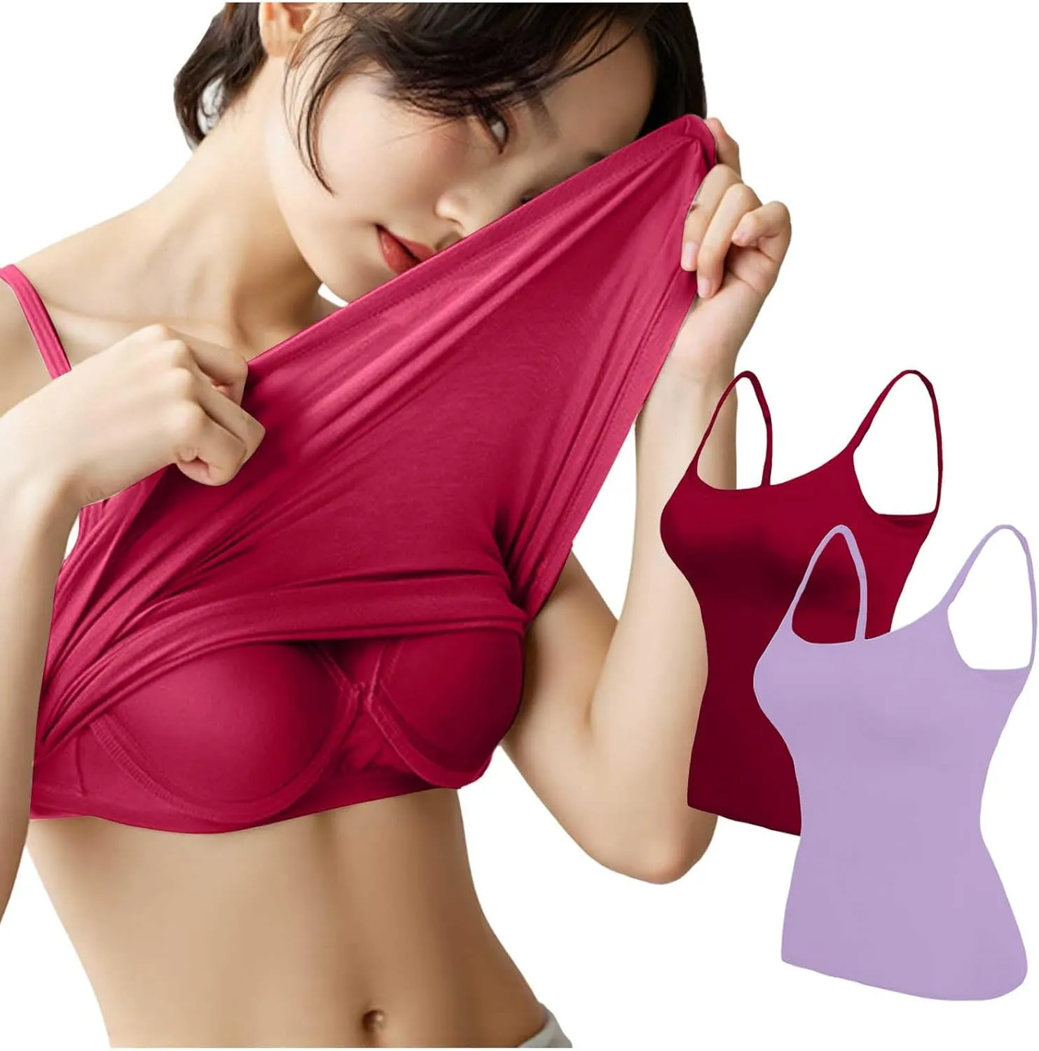 Womens Tank Tops With Built In Bras,Plus Size Camisole Tank Tops Solid Color Basic Shelf Bra Tank Tops for Women