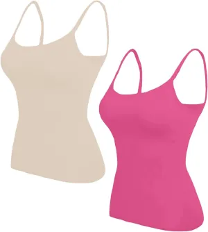 Womens Tank Tops With Built In Bras,Plus Size Camisole Tank Tops Solid Color Basic Shelf Bra Tank Tops for Women
