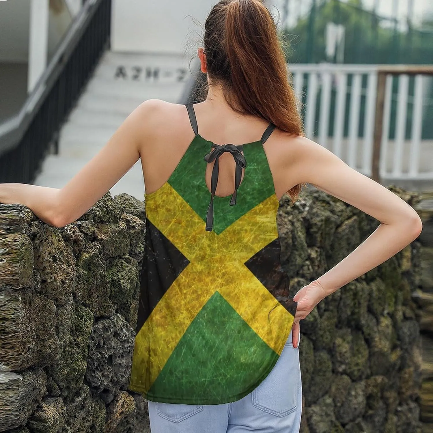 Workout Tops for Women British Flag Racerback Basic Tank Summer Lace-up Unique Camisole Round Neck
