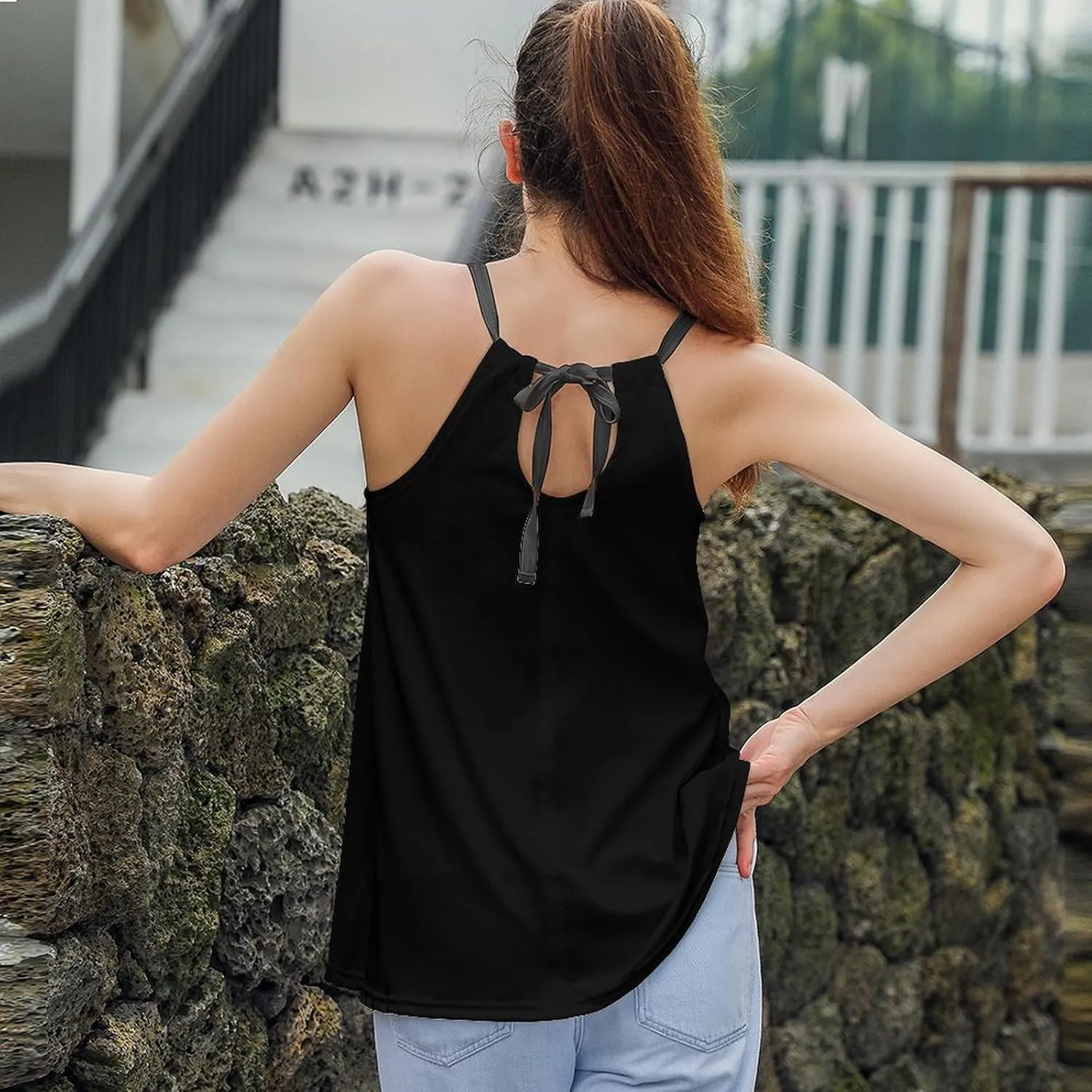 Workout Tops for Women British Flag Racerback Basic Tank Summer Lace-up Unique Camisole Round Neck