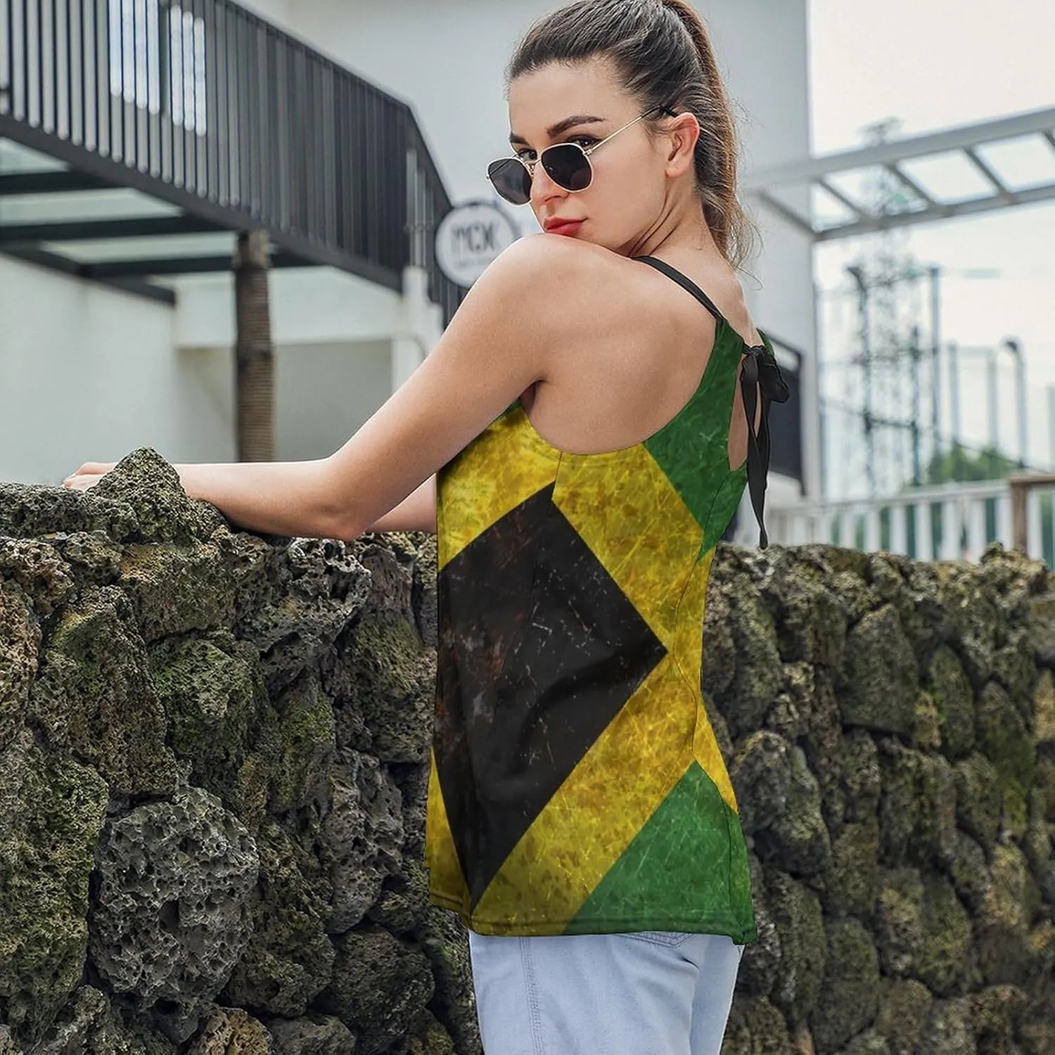 Workout Tops for Women British Flag Racerback Basic Tank Summer Lace-up Unique Camisole Round Neck