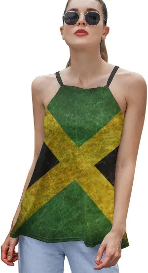 Workout Tops for Women British Flag Racerback Basic Tank Summer Lace-up Unique Camisole Round Neck